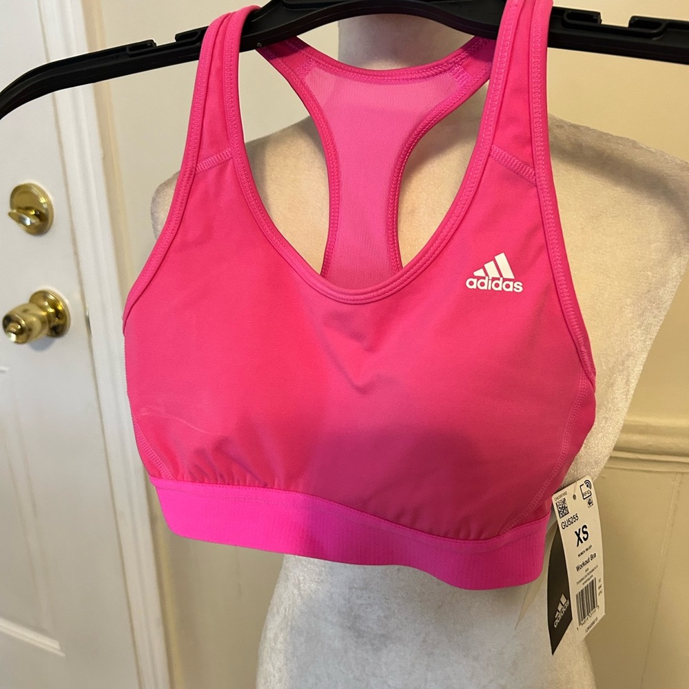 NWT Adidas Medium Support Racer Back Workout Sports Bra/Size XSMALL